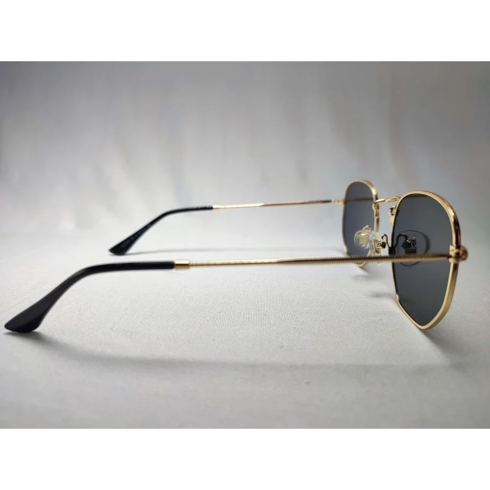 SOJOS SJ1072 C6 Geometric Square Sunglasses Gold Metal Black Lens 52-21-146